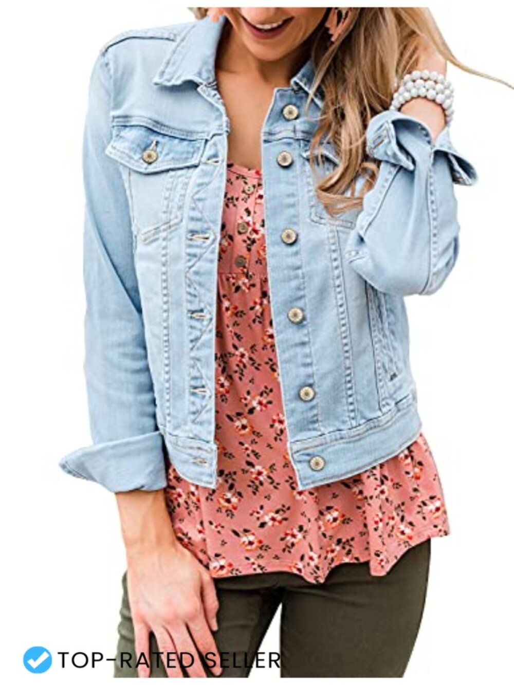 Women's Classic Fit Denim Jacket Button Up Fitted Trucker Jean Jacket